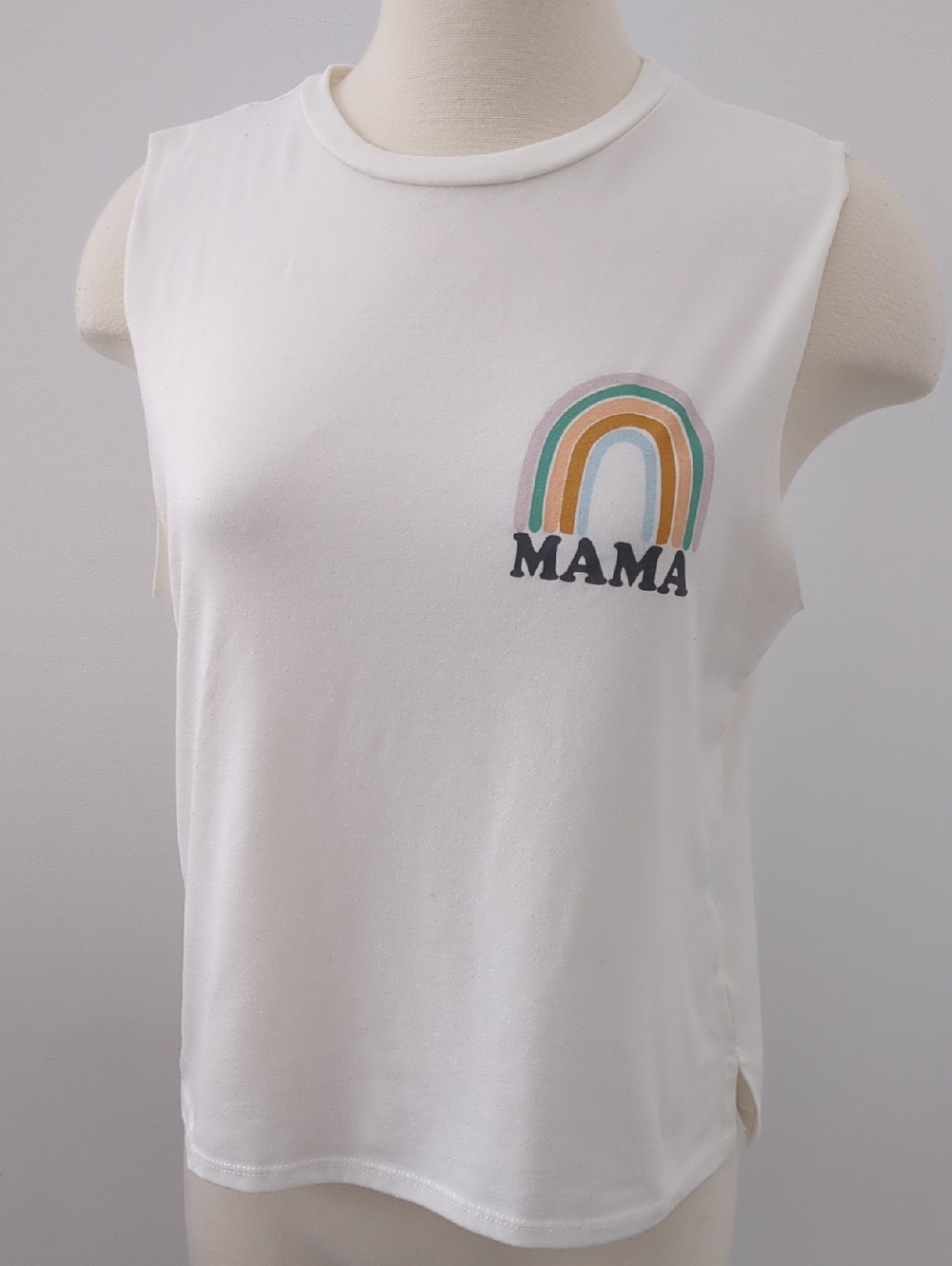 White 'MAMA' Tank with Pastel Rainbow - Super Soft!